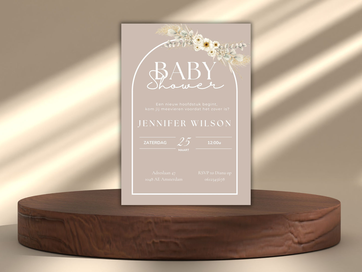 Babyshower/Gender reveal uitnodiging Boho