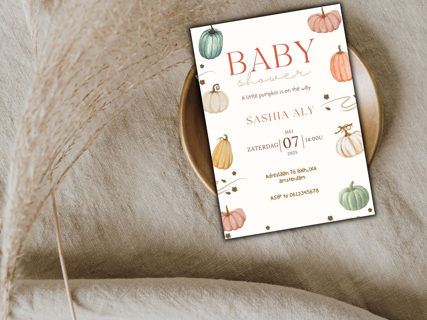 Babyshower Uitnodiging pumpkin
