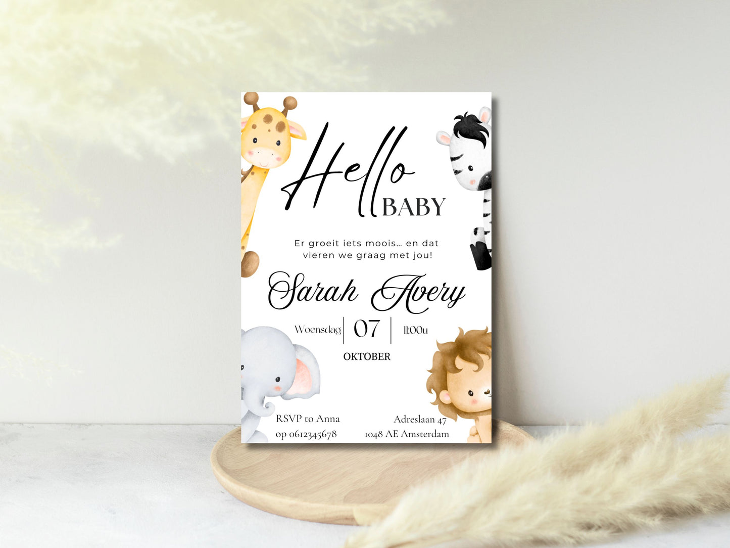 Babyshower uitnodiging Safari