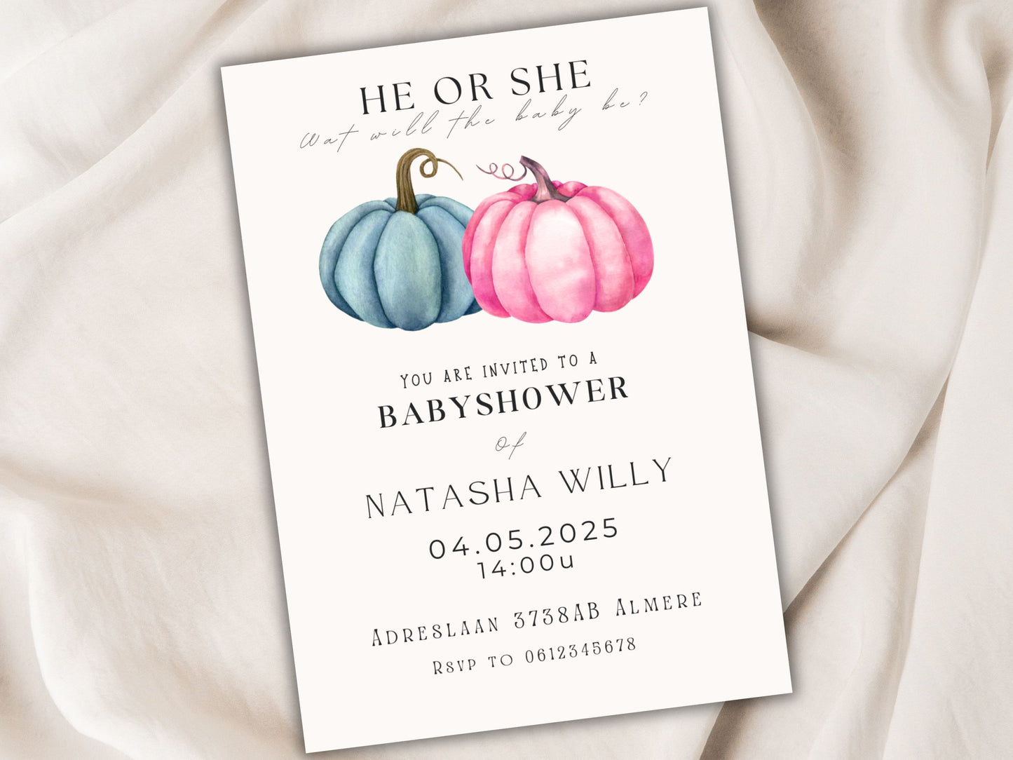 Babyshower Uitnodiging pumpkin