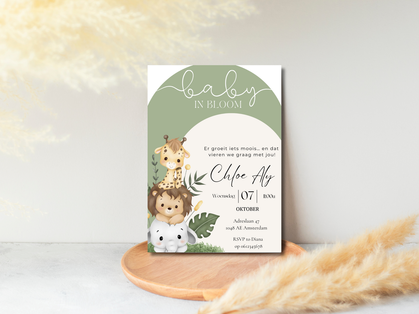 Babyshower uitnodiging Safari