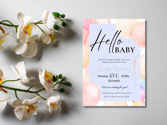 Babyshower uitnodiging Pastel
