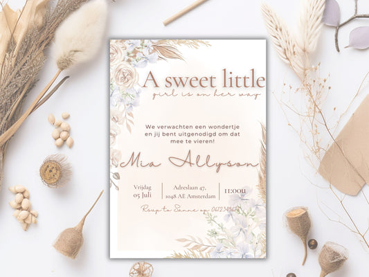Babyshower uitnodiging Boho