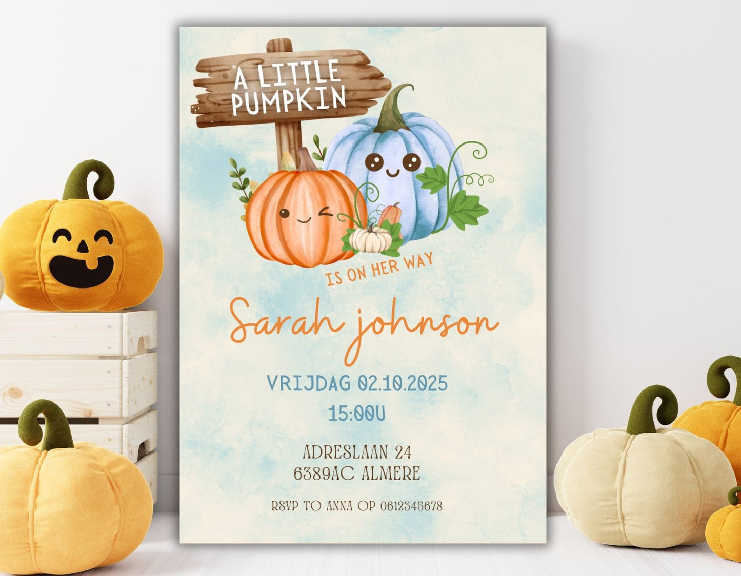 Babyshower Uitnodiging pumpkin
