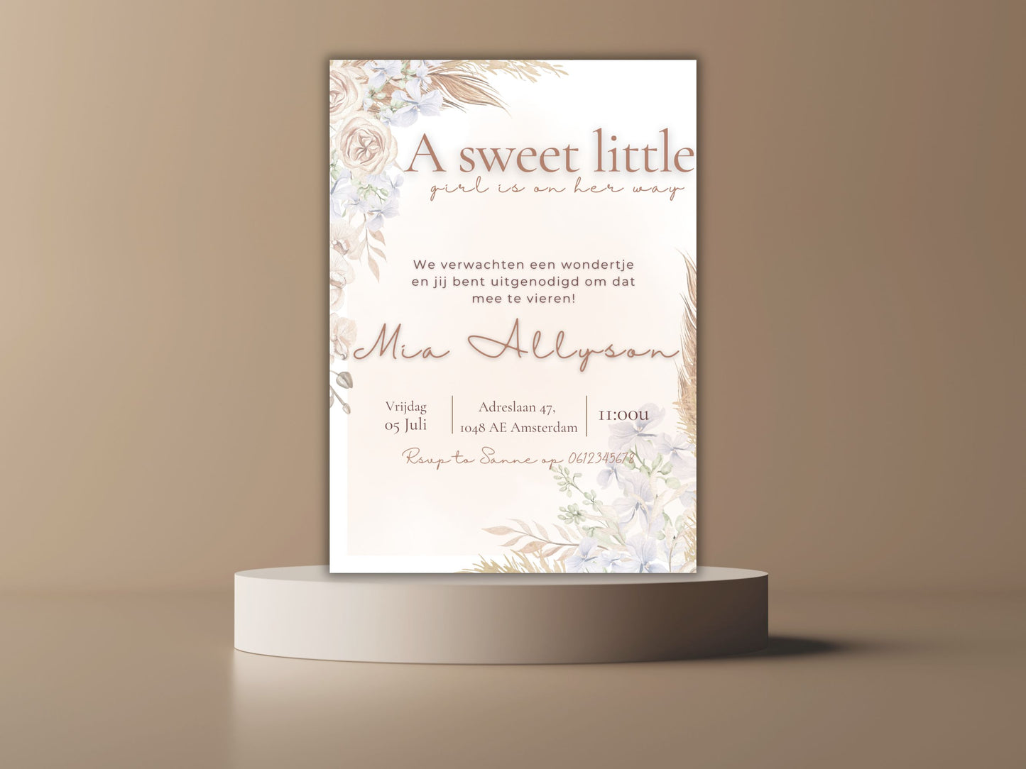 Babyshower uitnodiging Boho