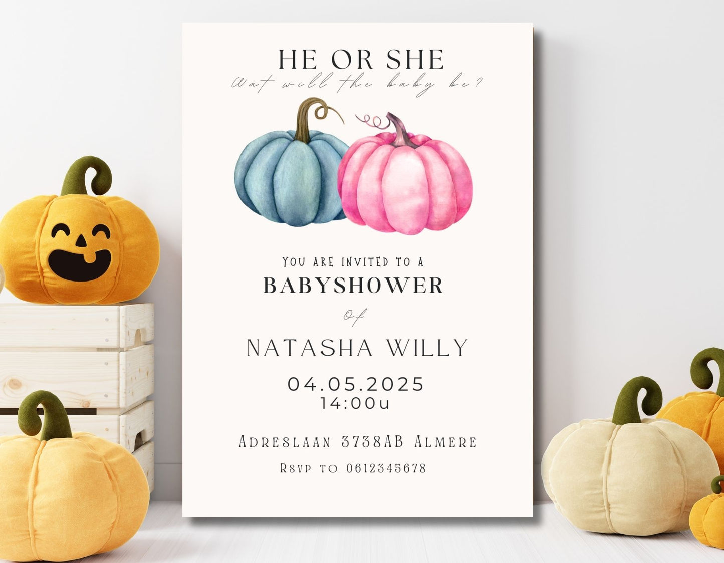 Babyshower Uitnodiging pumpkin