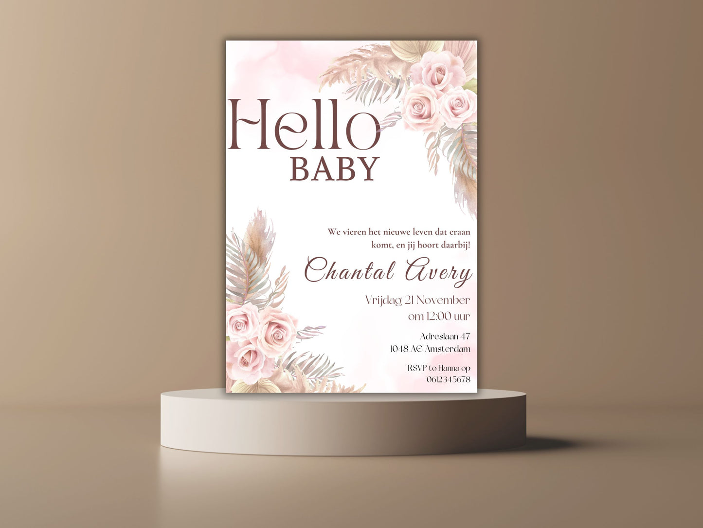 Babyshower/Gender reveal uitnodiging Boho