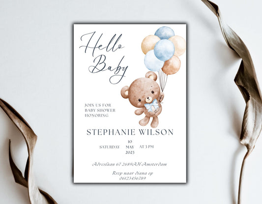 Teddybear Babyshower uitnodiging