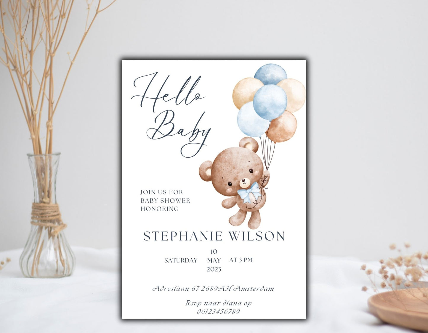 Teddybear Babyshower uitnodiging