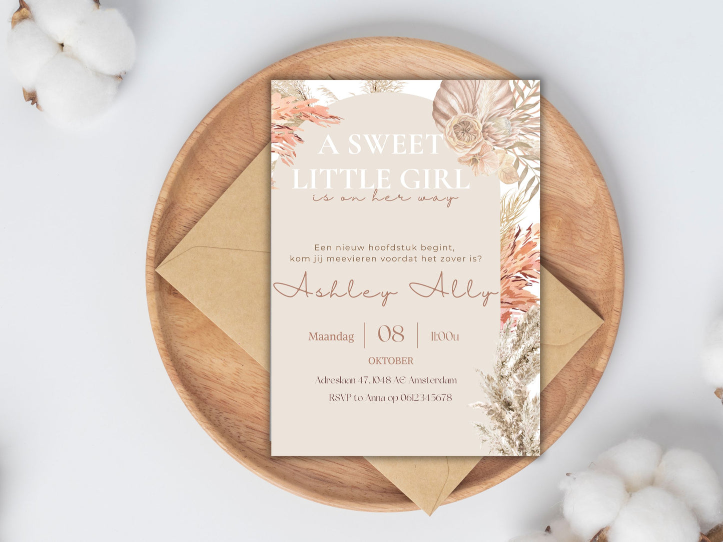 Babyshower uitnodiging Boho Modern