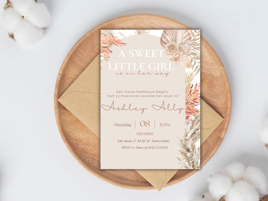 Babyshower uitnodiging Boho Modern