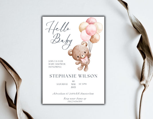 Teddybear Babyshower uitnodiging