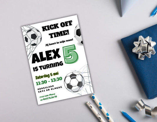 Voetbal verjaardag uitnodiging
