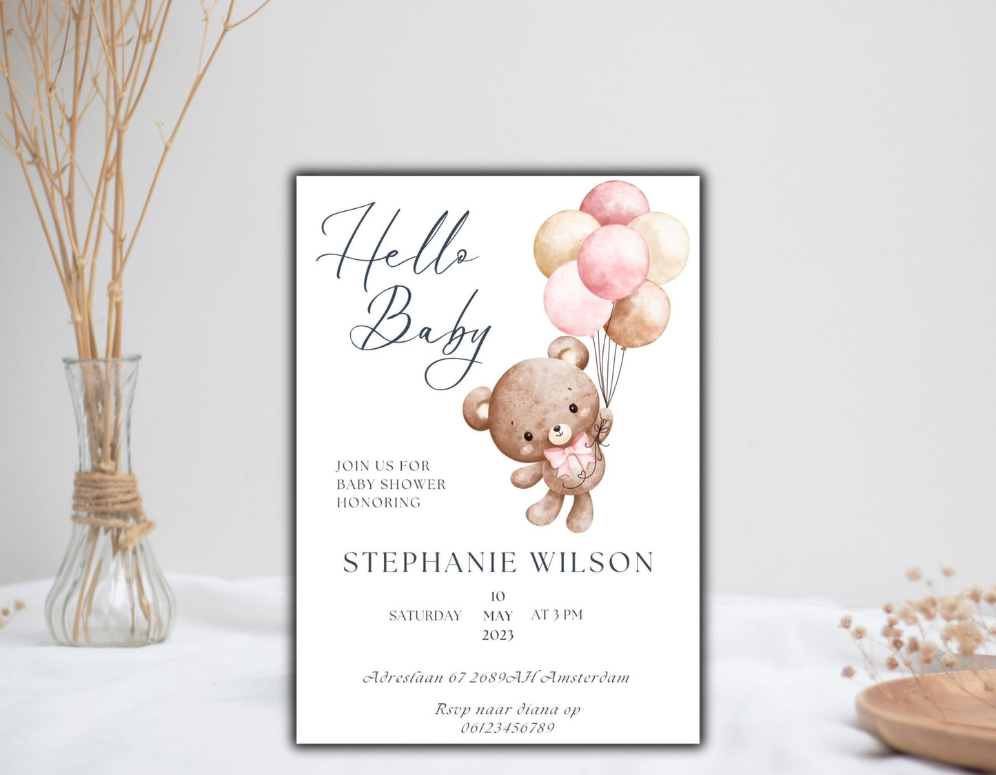 Teddybear Babyshower uitnodiging