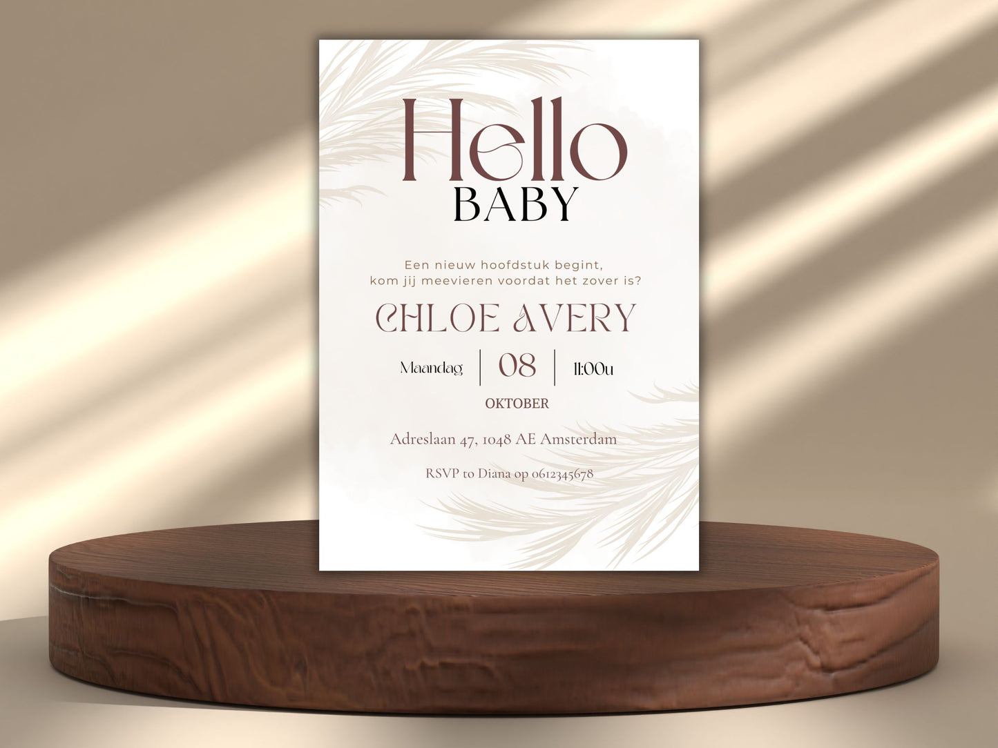 Babyshower/Gender reveal uitnodiging Boho