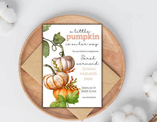 Babyshower Uitnodiging pumpkin