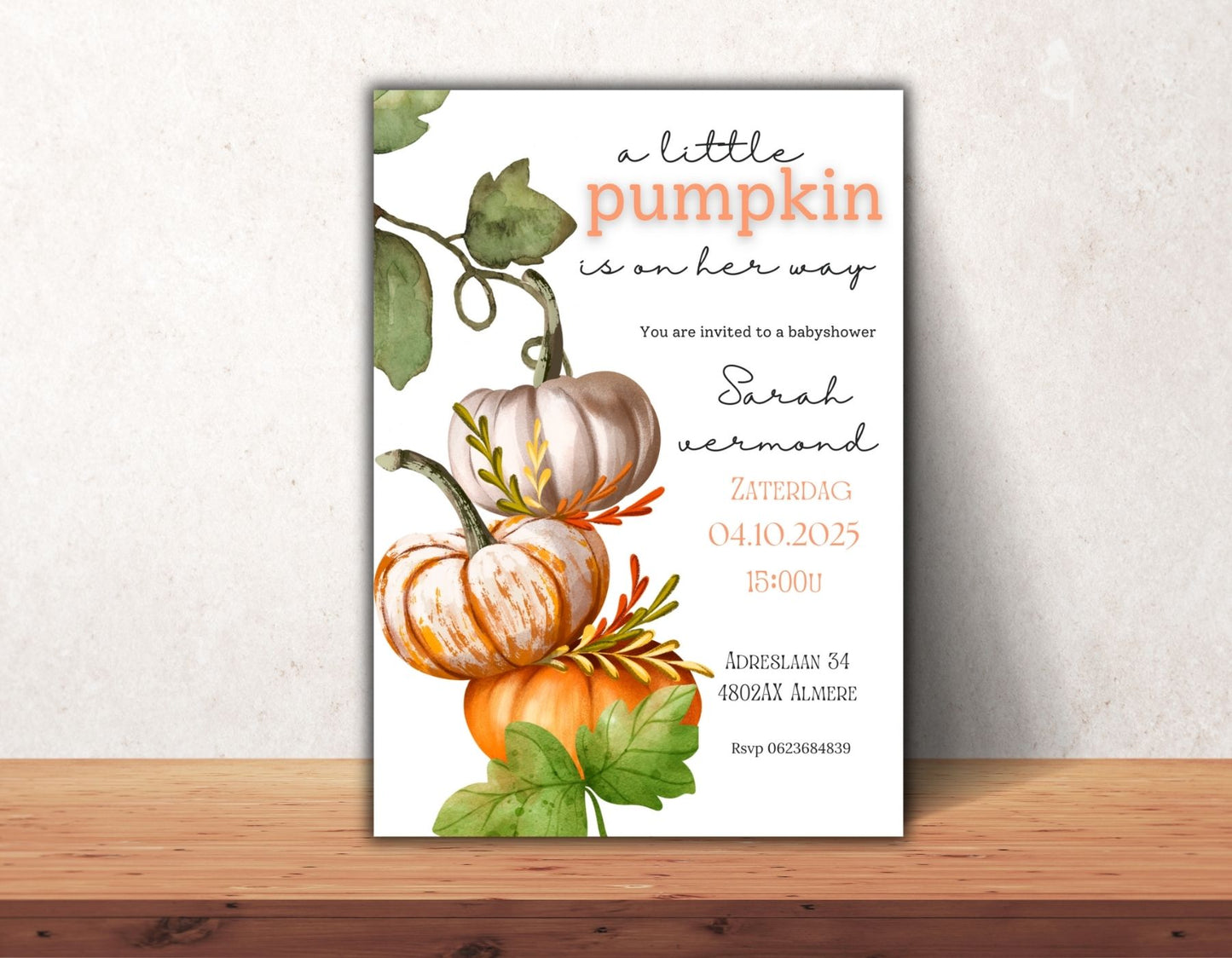 Babyshower Uitnodiging pumpkin