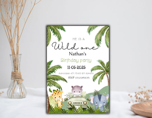 Babyshower Uitnodiging safari