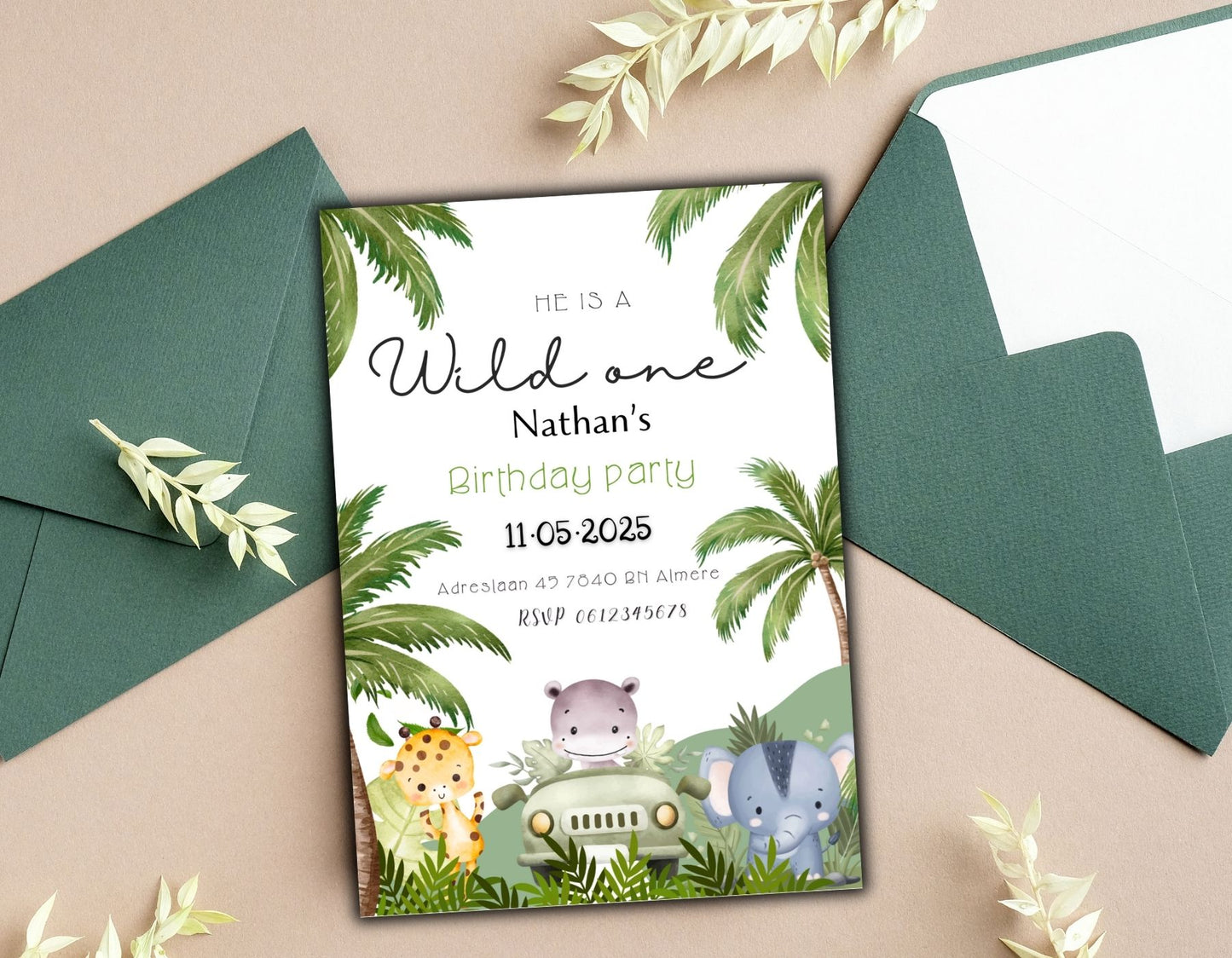 Babyshower Uitnodiging safari