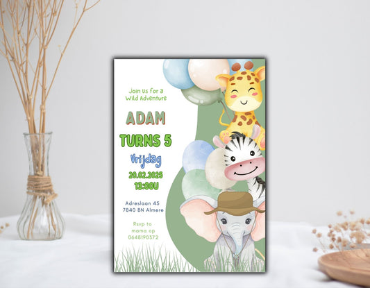 Babyshower Uitnodiging Safari