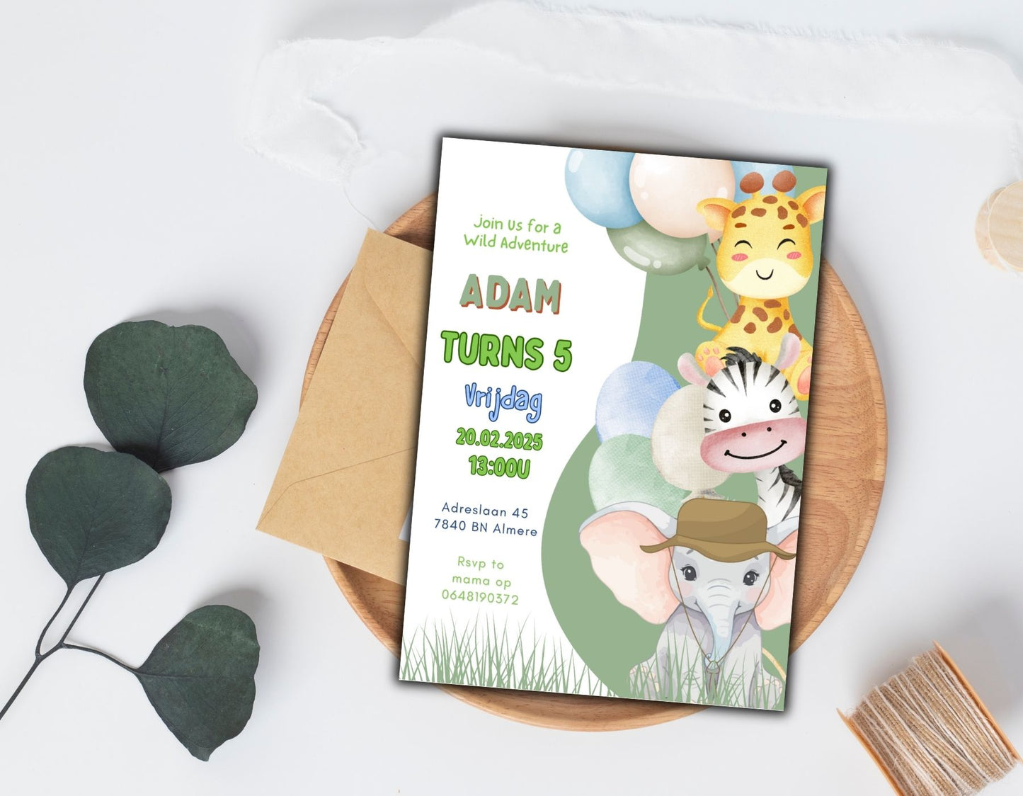 Babyshower Uitnodiging Safari