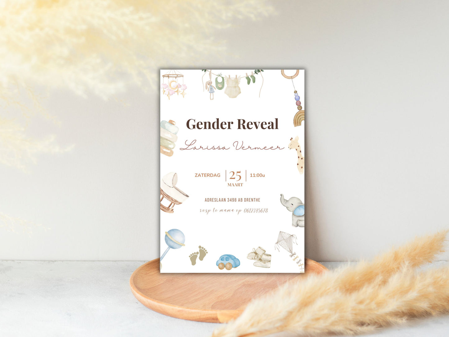 Babyshower uitnodiging Gender Reveal
