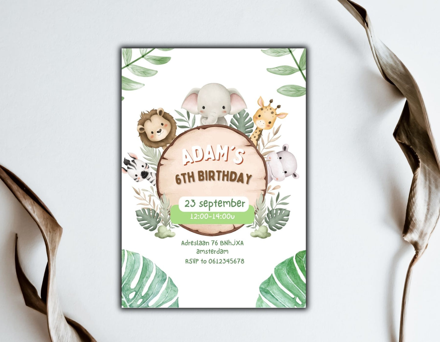 Babyshower Uitnodiging safari