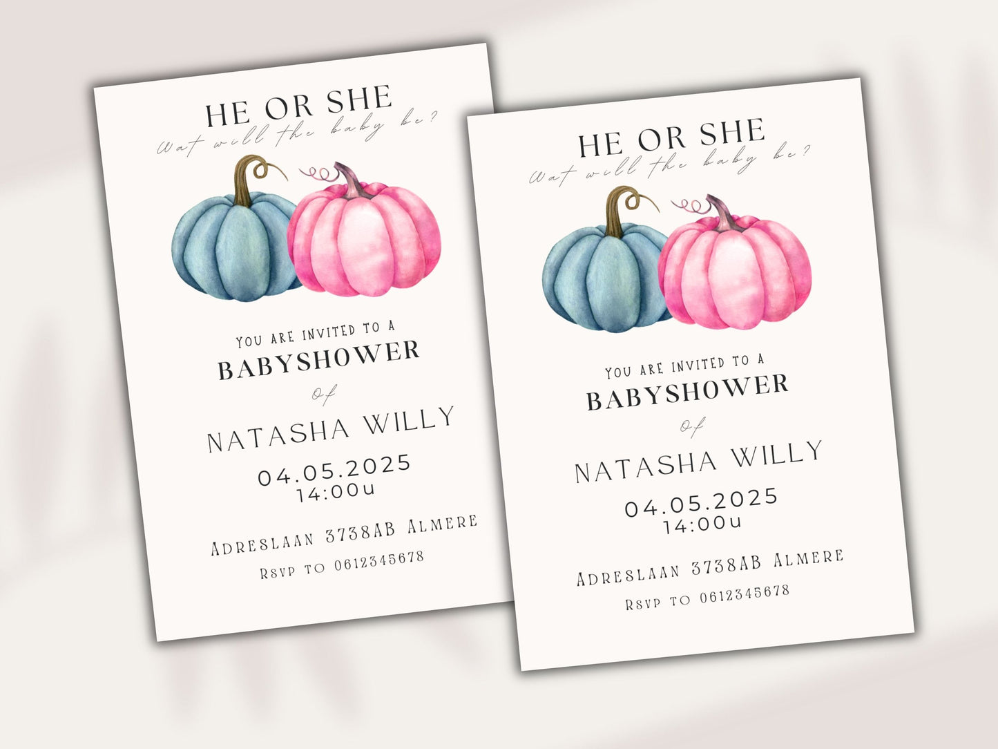 Babyshower Uitnodiging pumpkin