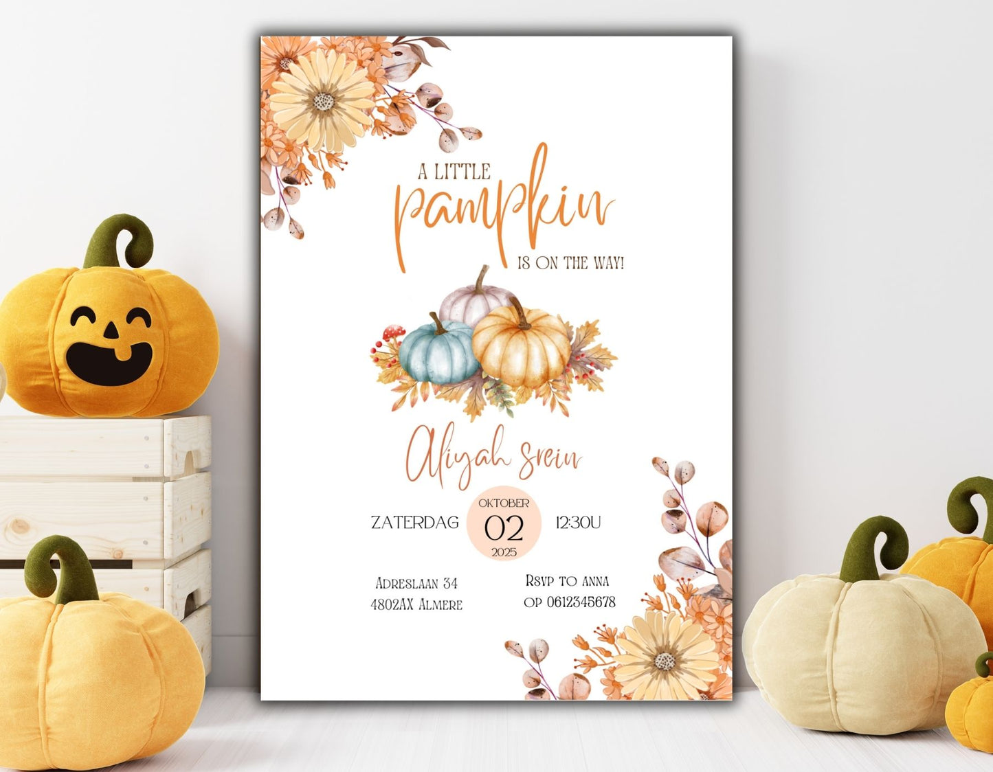 Babyshower Uitnodiging pumpkin
