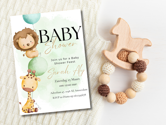 Babyshower uitnodiging Safari