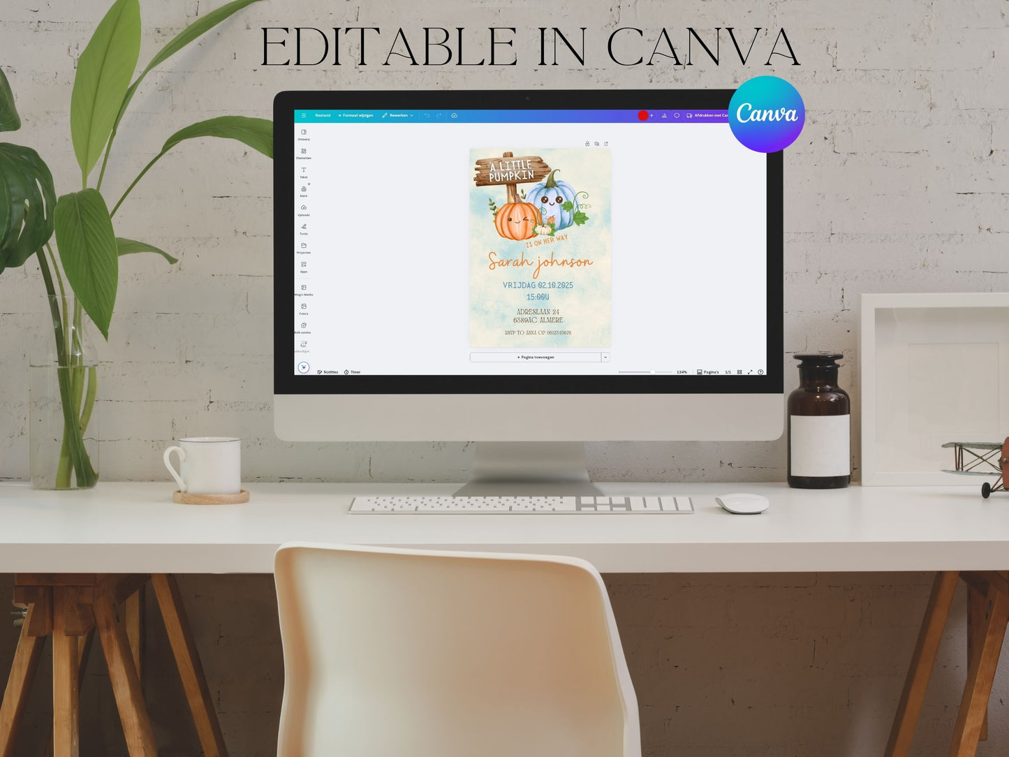 Babyshower Uitnodiging pumpkin