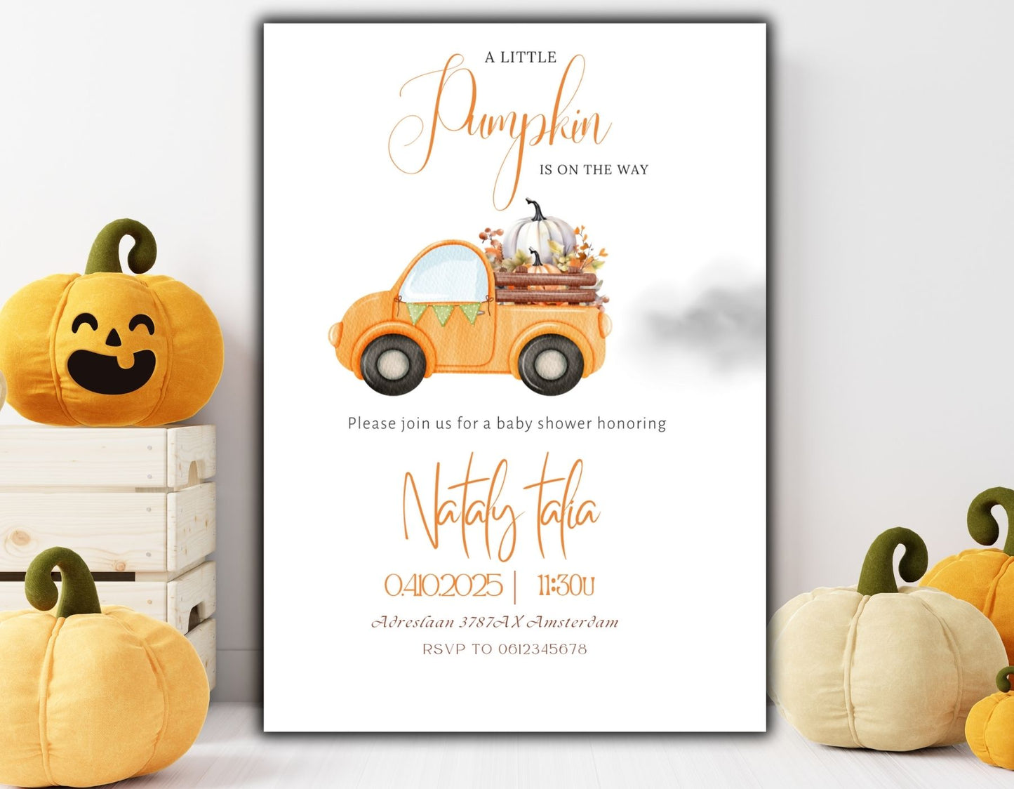 Babyshower Uitnodiging pumpkin