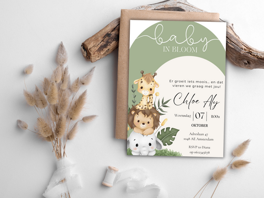 Babyshower uitnodiging Safari