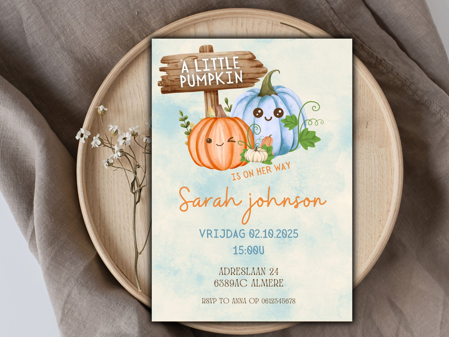 Babyshower Uitnodiging pumpkin