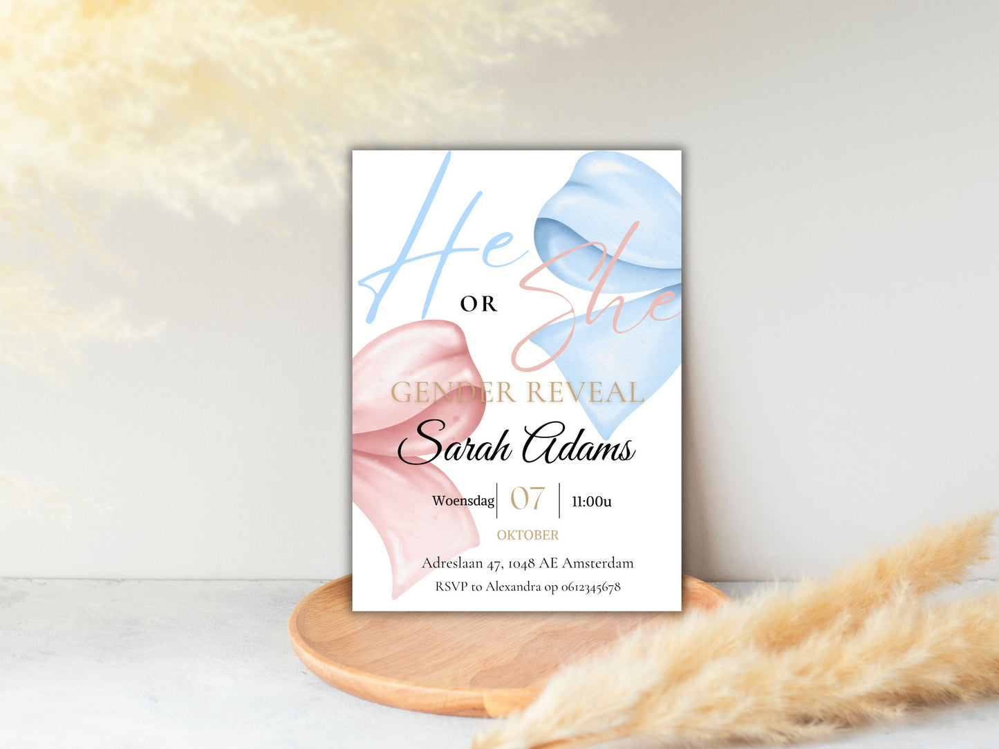 Babyshower uitnodiging Gender Reveal