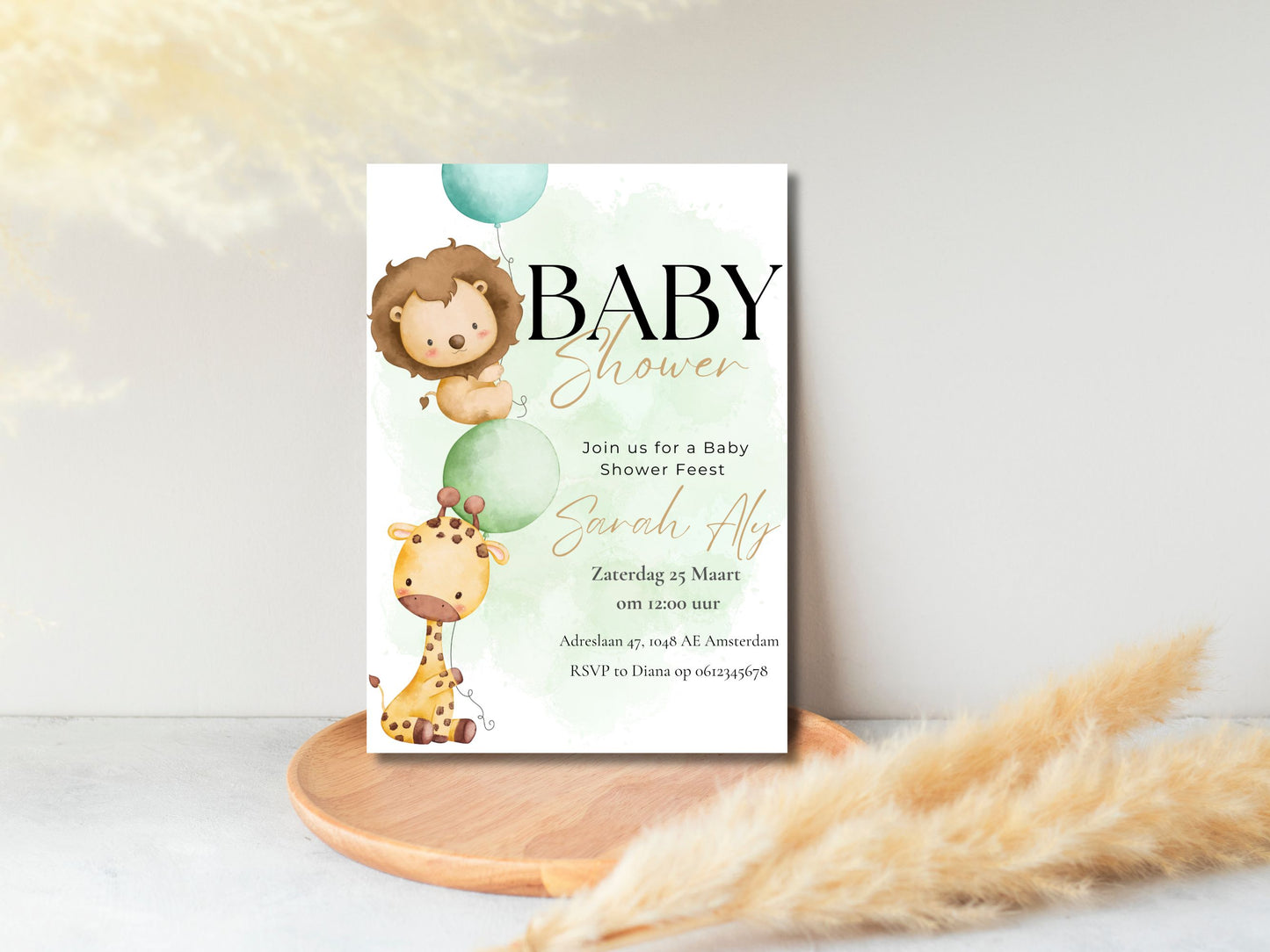 Babyshower uitnodiging Safari