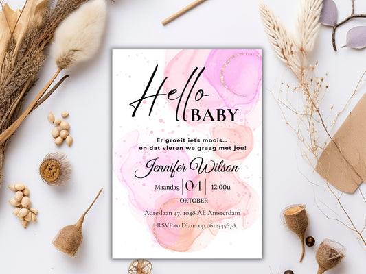 Babyshower uitnodiging Pastel